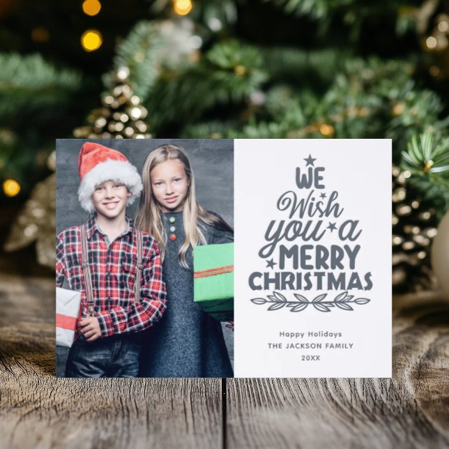 3 pictures modern typography family Christmas Letterpress Photo Cards (Creator Uploaded)
