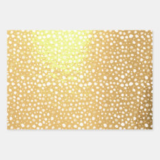 3 Piece: Christmas Snow Gold Foil Wrapping Paper Sheets at Zazzle