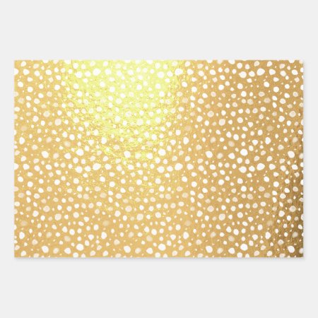 3 Piece: Christmas Snow Gold Foil Wrapping Paper Sheets