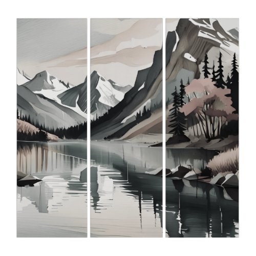 3 piece wall art TEE Mountain Lake Scene graphic