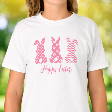 3 Pink And White Bunny Rabbits | Happy Easter T-shirt