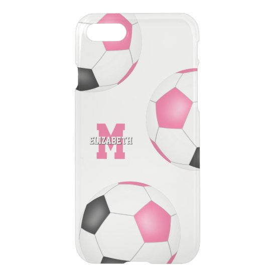 3 pink black white soccer balls girls sports iPhone SE/8/7 case