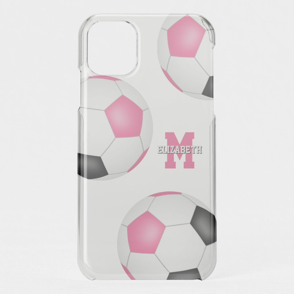 3 pink black white soccer balls girls sports iPhone SE/8/7 case