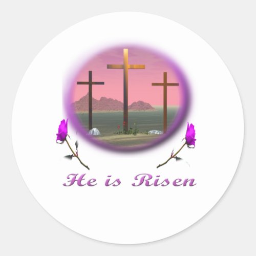 3 Pink crosses Christian gifts Classic Round Sticker