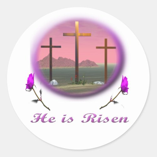 3 Pink crosses Christian gifts Classic Round Sticker