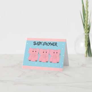 3 Pink Elephants Baby Shower Invitation