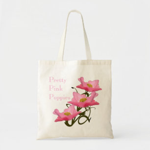 3 Pink Poppy Flowers Eco-Friendly Reusable Custom Tote Bag