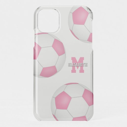 3 pink white soccer balls girls sports iPhone 11 case