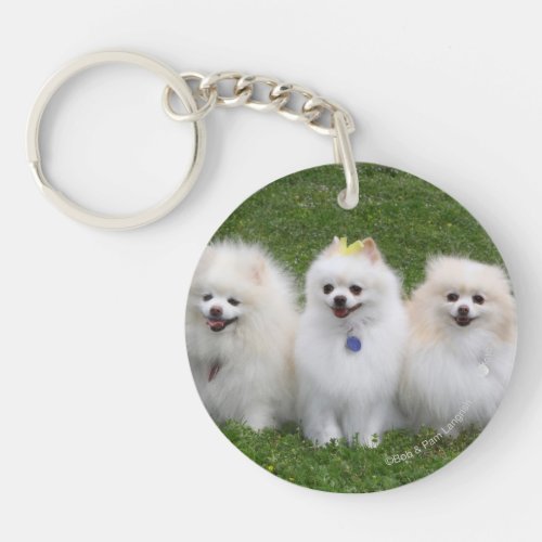 3 Pomeranians Sitting Keychain