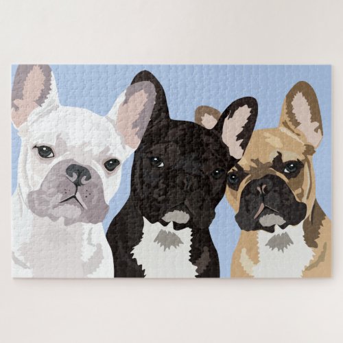3 Pop Art French Bulldogs Jigsaw Puzzle