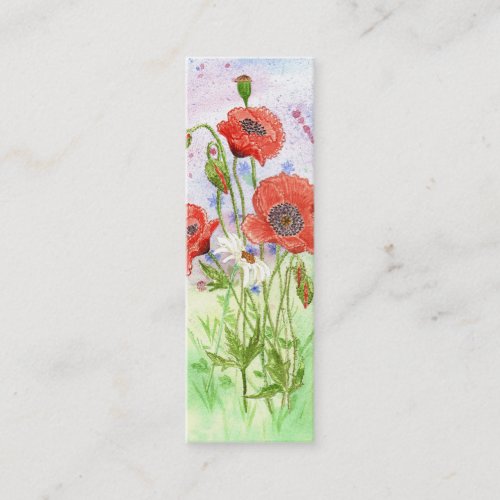 3 Poppies Small Bookmark Mini Business Card