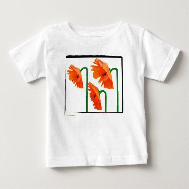 3 poppies with edge baby T-Shirt (Front)
