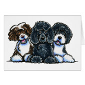 3 Portuguese Water Dogs (Front Horizontal)