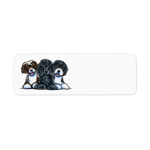 3 Portuguese Water Dogs Label