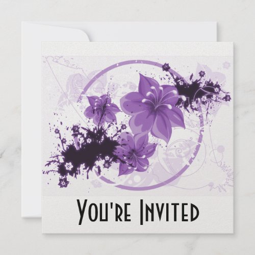 3 Pretty Flowers _ Purple Invitation