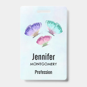 3 Pretty Pastel Watercolor Butterflies Badge