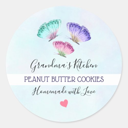 3 Pretty Pastel Watercolor Butterflies Kitchen Classic Round Sticker