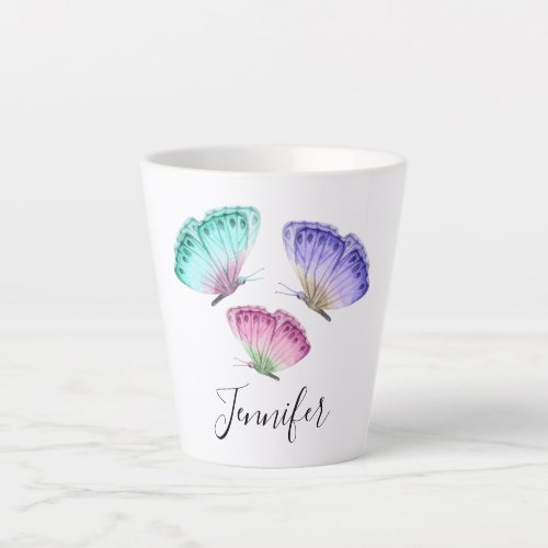 3 Pretty Pastel Watercolor Butterflies Latte Mug