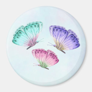 3 Pretty Pastel Watercolor Butterflies Magnet