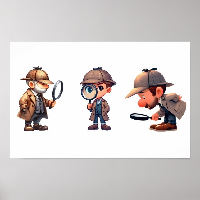 3 Private Investigators searching for clues Poster (Front)