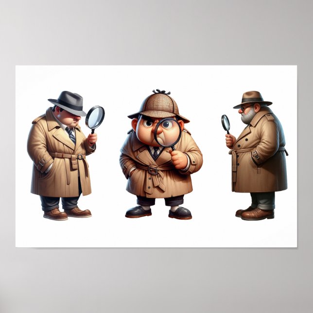 3 Private Investigators searching for clues Poster (Front)