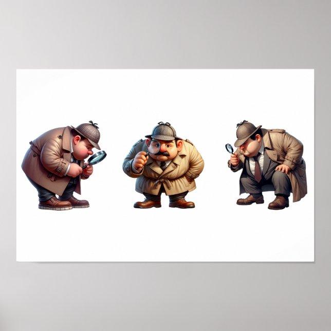 3 Private Investigators searching for clues Poster (Front)
