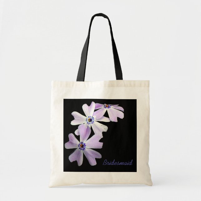 3 Purple Flowers BRIDESMAID Tote Bag (Front)