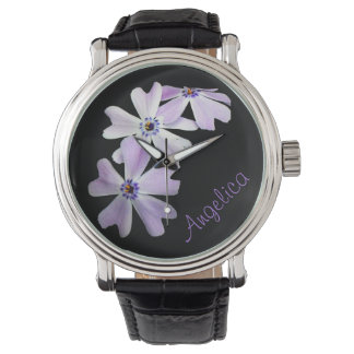 3 Purple Flowers Personalized Watch