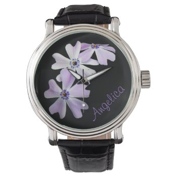 3 Purple Flowers Personalized Watch by ArtByApril at Zazzle