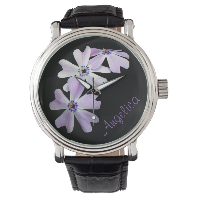3 Purple Flowers Personalized Watch (Front)