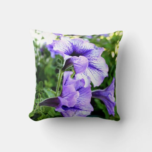 3 Purple Petunia Throw Pillow