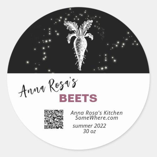  3  QR AP30 BEETS _ DEHYDRATED CANNING FREEZE CLASSIC ROUND STICKER