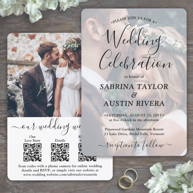 3 QR Codes Website RSVP All-In-One Photo Wedding Invitation (Creator Uploaded)