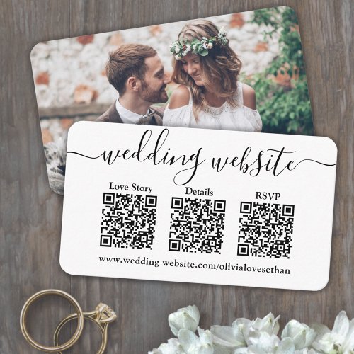 3 QR Codes Wedding Website  RSVP Photo Response Enclosure Card