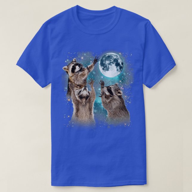 3 Raccoon Moon Howling Raccoon Funny Gift For Men  T-Shirt (Design Front)