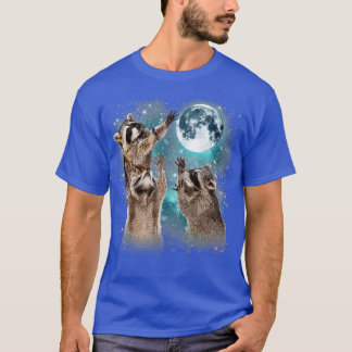 3 Raccoon Moon Howling Raccoon Funny Gift For Men  T-Shirt