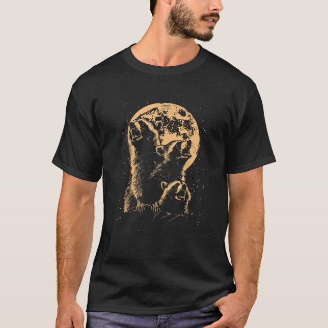 3 Racoon Moon Howling Raccoon Humor Meme Animals T T-Shirt (Front)