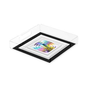 3 Rainbow Orbs Square Acrylic Tray