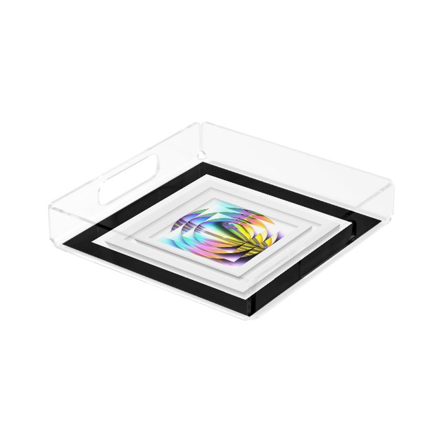 3 Rainbow Orbs Square Acrylic Tray (Angled)
