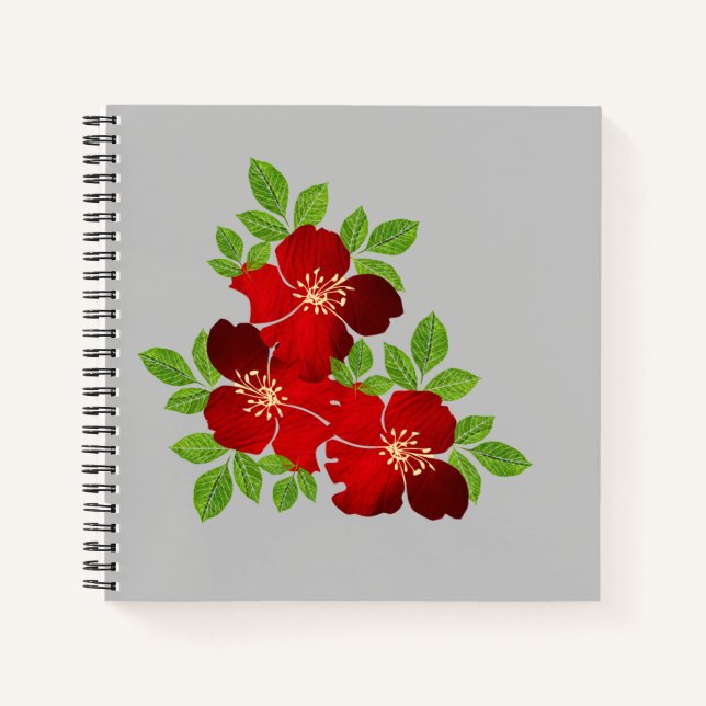 3 Red Flowers Notebook (Front)