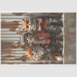 3 Red Fox Urban Frontier Boys Decoupage Tissue Paper