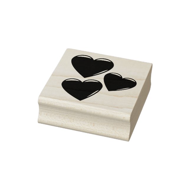 3 Red heart shaped, love hearts, rubber stamp (Stamp)