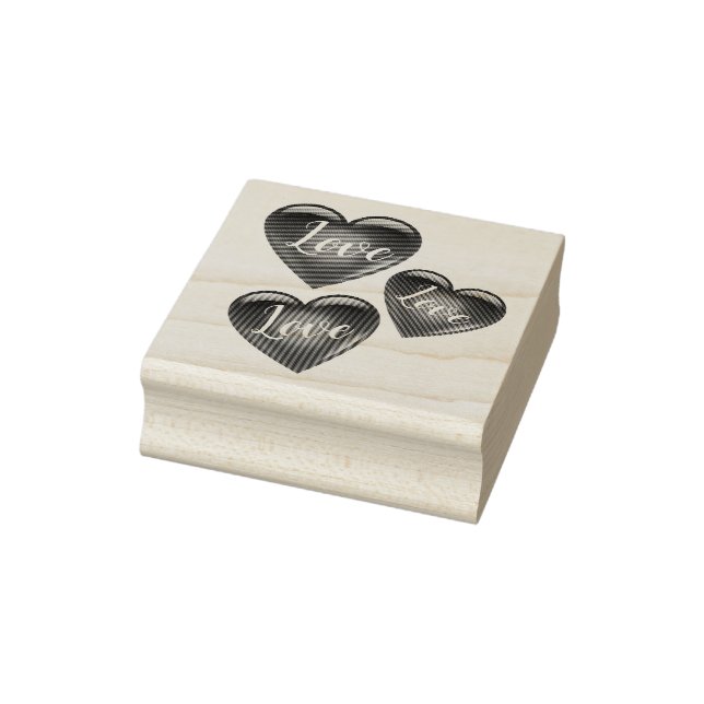 3 Red heart shaped, love, love,love hearts, Rubber Stamp (Stamp)