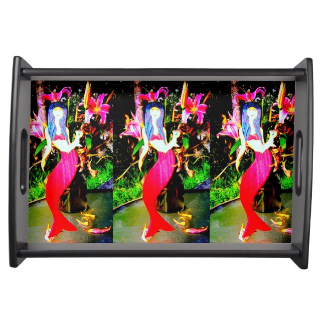 3 red mermaid beauties partying serving tray (Front)