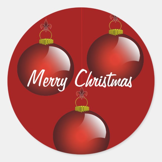 3 Red Ornaments Classic Round Sticker (Front)