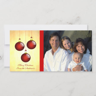3 Red Ornaments Holiday Card
