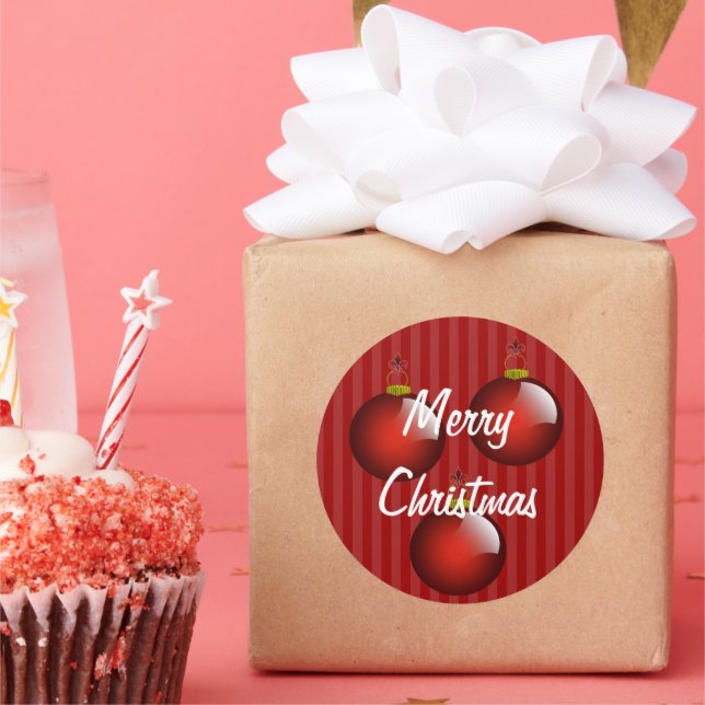 3 Red Ornaments Stickers (Party)