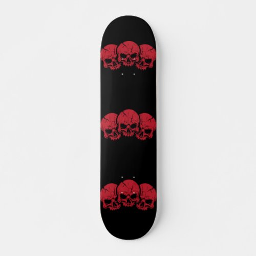 3 red skull  skateboard