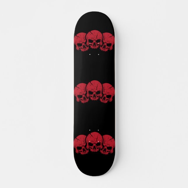 3 red skull  skateboard (Front)
