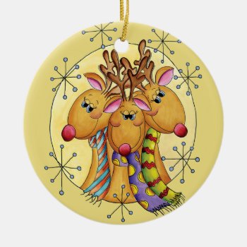 3 Reindeer Christmas Ornament by TheHolidayCorner at Zazzle